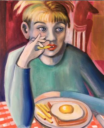 Woman with a Croque Monsieur by Rebecca Vincenzi