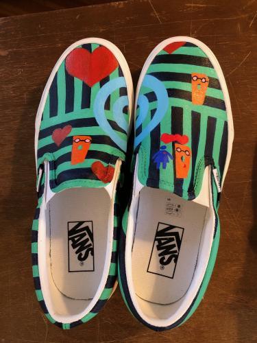 Beautifully Bold Hand-Painted Slip-Ons Custom Painted Shoes by Joan Ganon by Jamaal Eversley