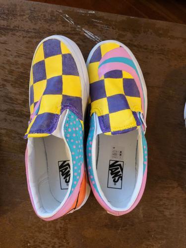 Beautifully Bold Hand-Painted Slip-Ons - Custom Painted Shoes by Joan Ganon by Jamaal Eversley