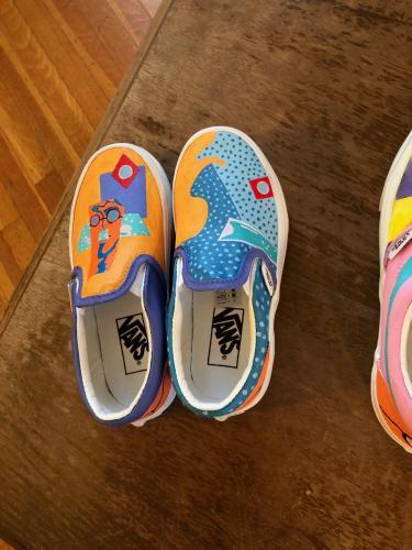 Beautifully Bold Hand-Painted Slip-Ons Custom Painted Shoes by Joan Ganon by Jamaal Eversley