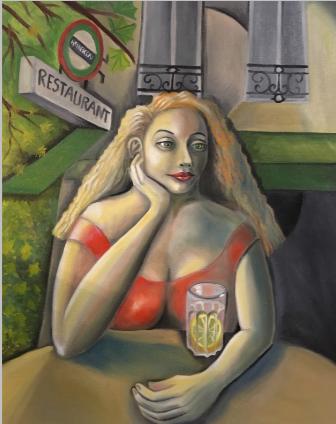 Woman with a Beer by Rebecca Vincenzi